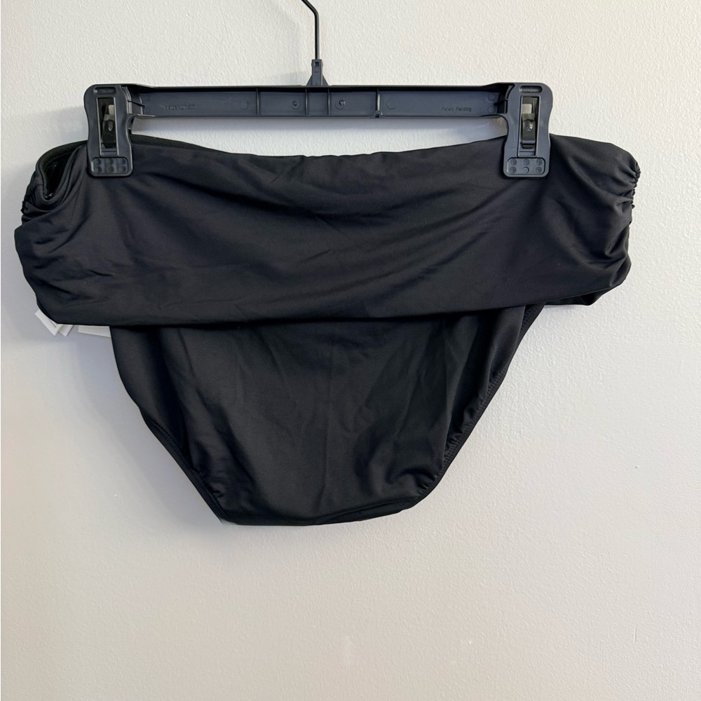 Lauren Ralph Lauren Black Fold-Over Side Ruched Bikini Bottom Sz 14 Classic NWT - Picture 6 of 8
